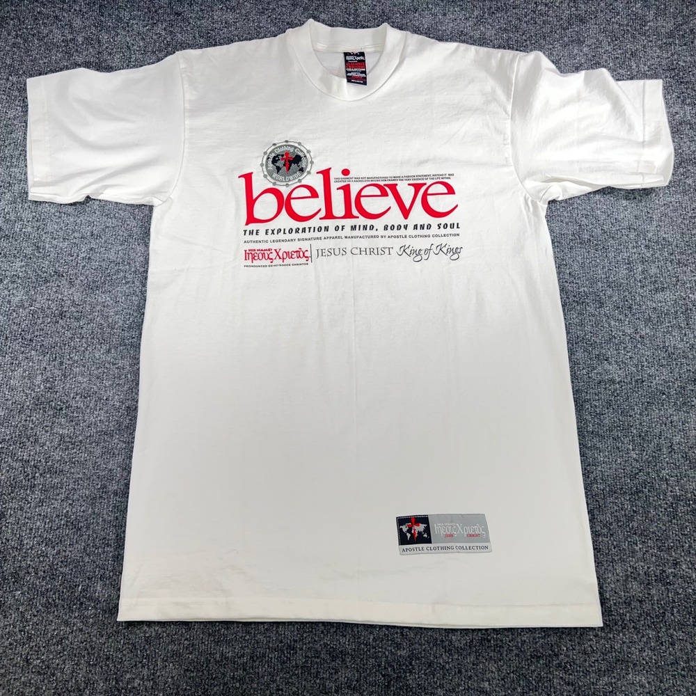 Apostle Clothing Collection Shirt Mens L White Jesus Believe King Made‎ in USA